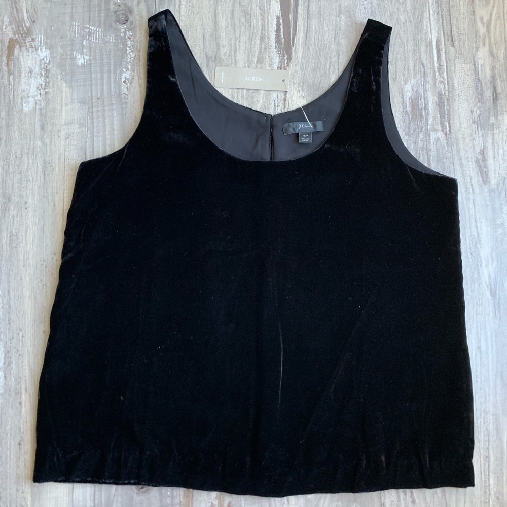 J Crew Black Velvet Tank Top Camisole Size 4P NEW